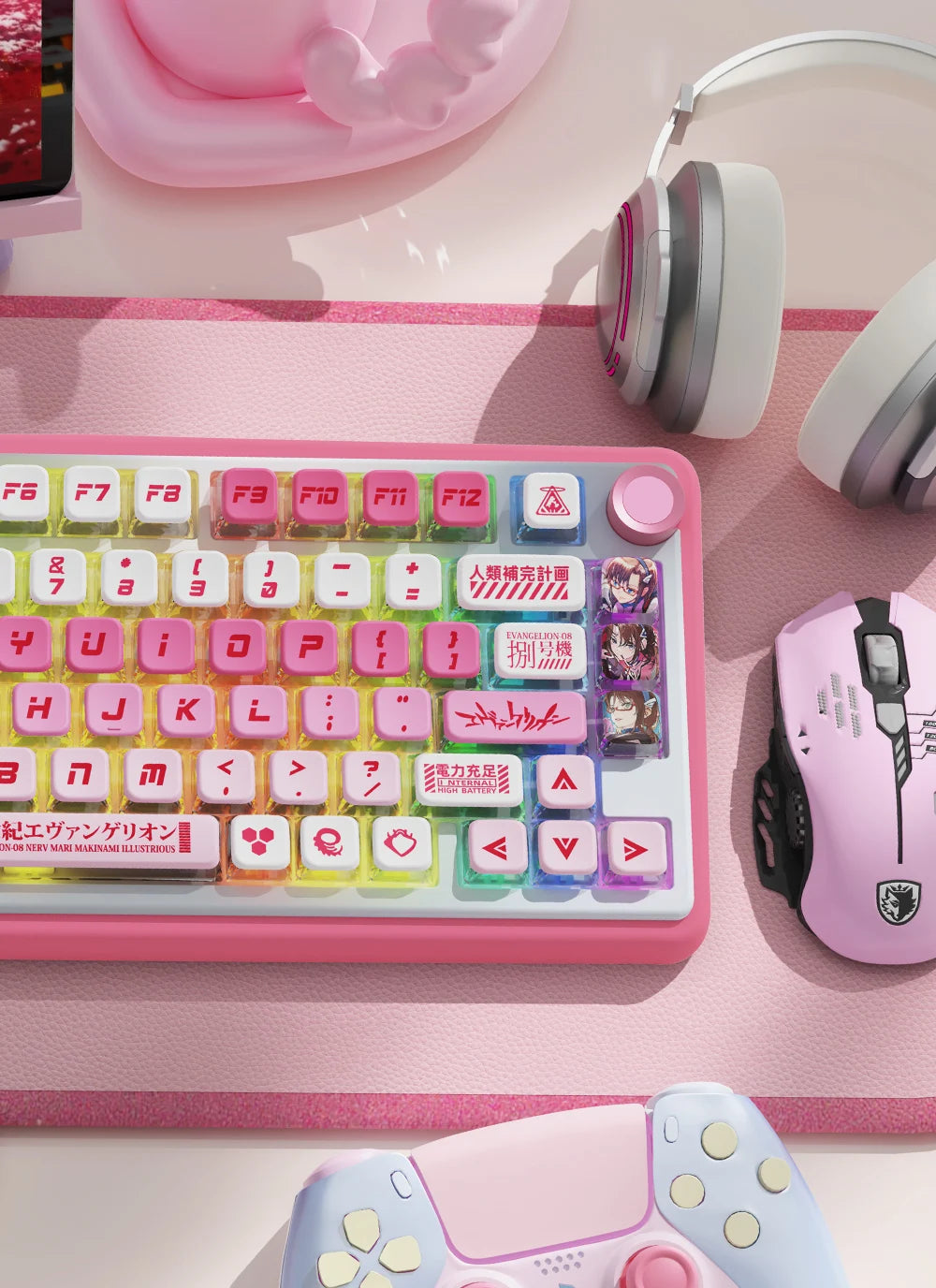 KYOMOT New EVA 01 00 02 08 Themed Anime Keycaps PBT Pudding MAS Profile Key Caps for MX Switch DIY Games Mechanical Keyboard Cap