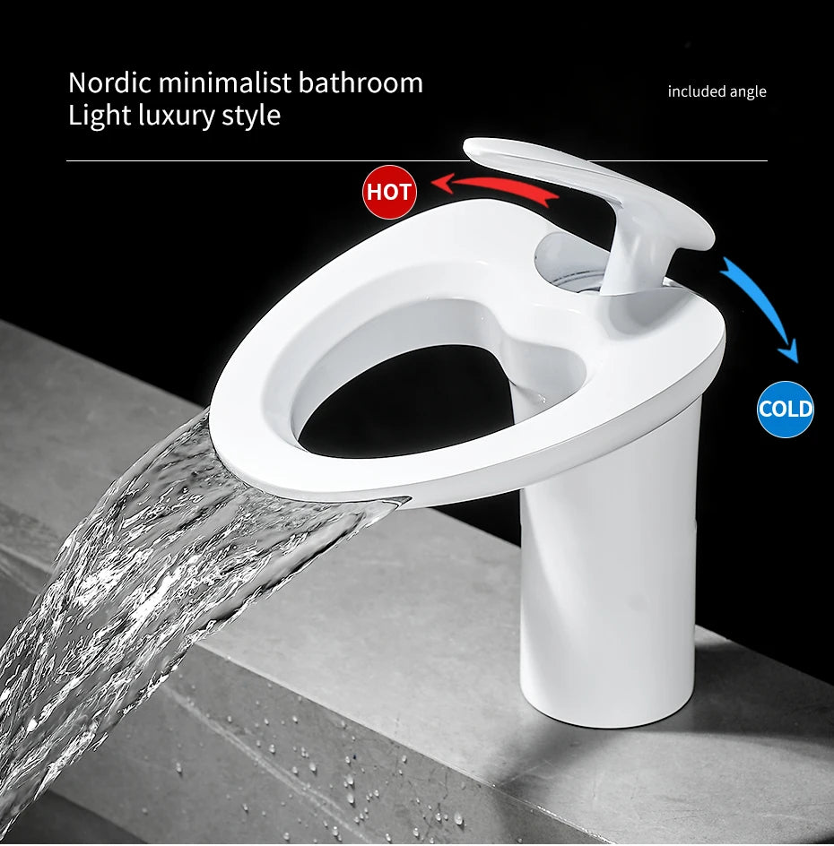 Black Basin Faucets Waterfall Bathroom Faucet Single handle Basin Mixer Tap Bath Faucet Brass Sink Water Crane Silver 855964