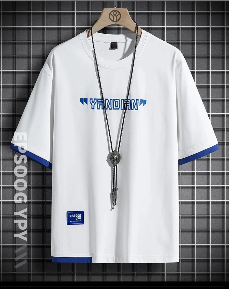 Hip Hop Loose Mens Streetwear T-shirts Casual Classic 2023 Summer Short Sleeves Black White Tshirt Tees Plus Oversize 5XL 6XL