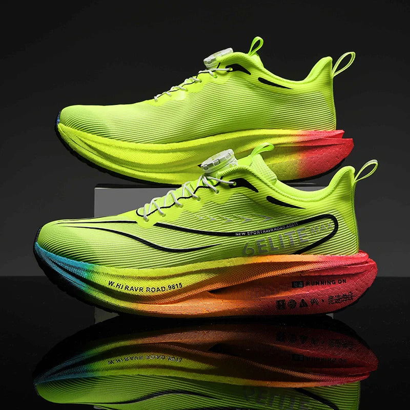 Men Running Shoes Carbon Board Speciality Marathon Sports Breathable Lightweight Women's Comfortable Athletic Nonskid Sneakers
