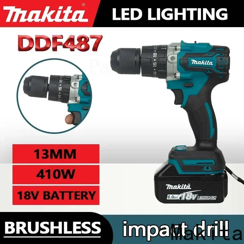 MAKITA 18V lithium electric rechargeable hand drill DDF487-13mm without battery and charger