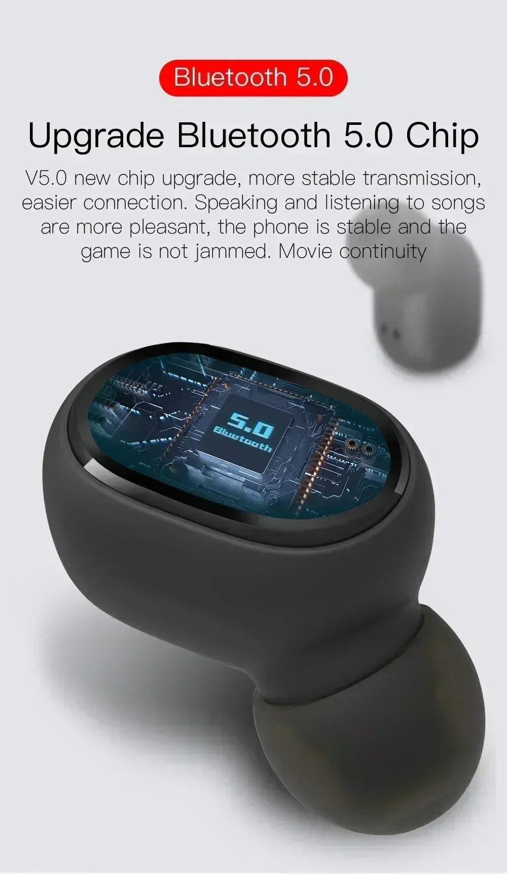 Bluetooth Earphones Sports Gaming Long Battery Comfort Wireless Headphones Premium Sound Quality Soft In-ear Earbuds