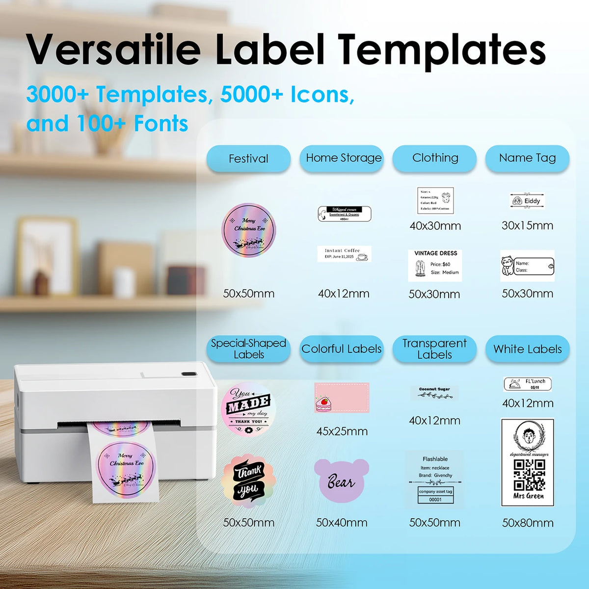 Thermal Label Printer -4x6 Shipping Label Printer for Small Business, Home Use - Compatible with Android, iPhone and Windows