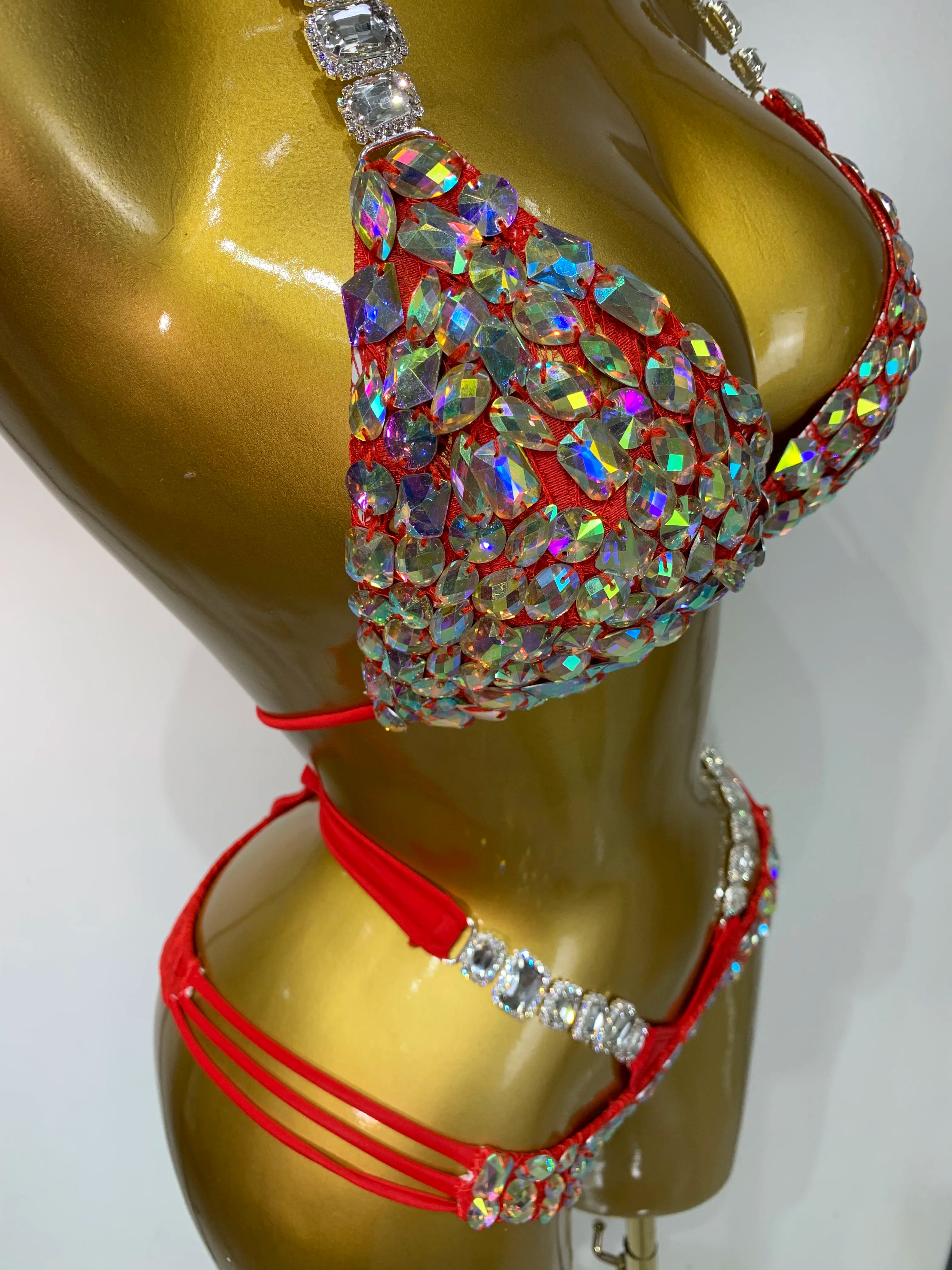 Newest Crystal Bikini Swimwear Fashion Bar Bikini Blingbling Swimwear Bikini Popular Bathingsuit Bikini Nightclub Stage Outfit