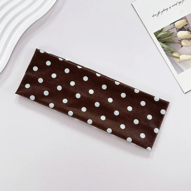 Hot Sale! Polka Dot Yoga Elastic Headband Fashionable Travel Vacation Makeup Headband Sports Fitness Sweat-absorbent Hairband