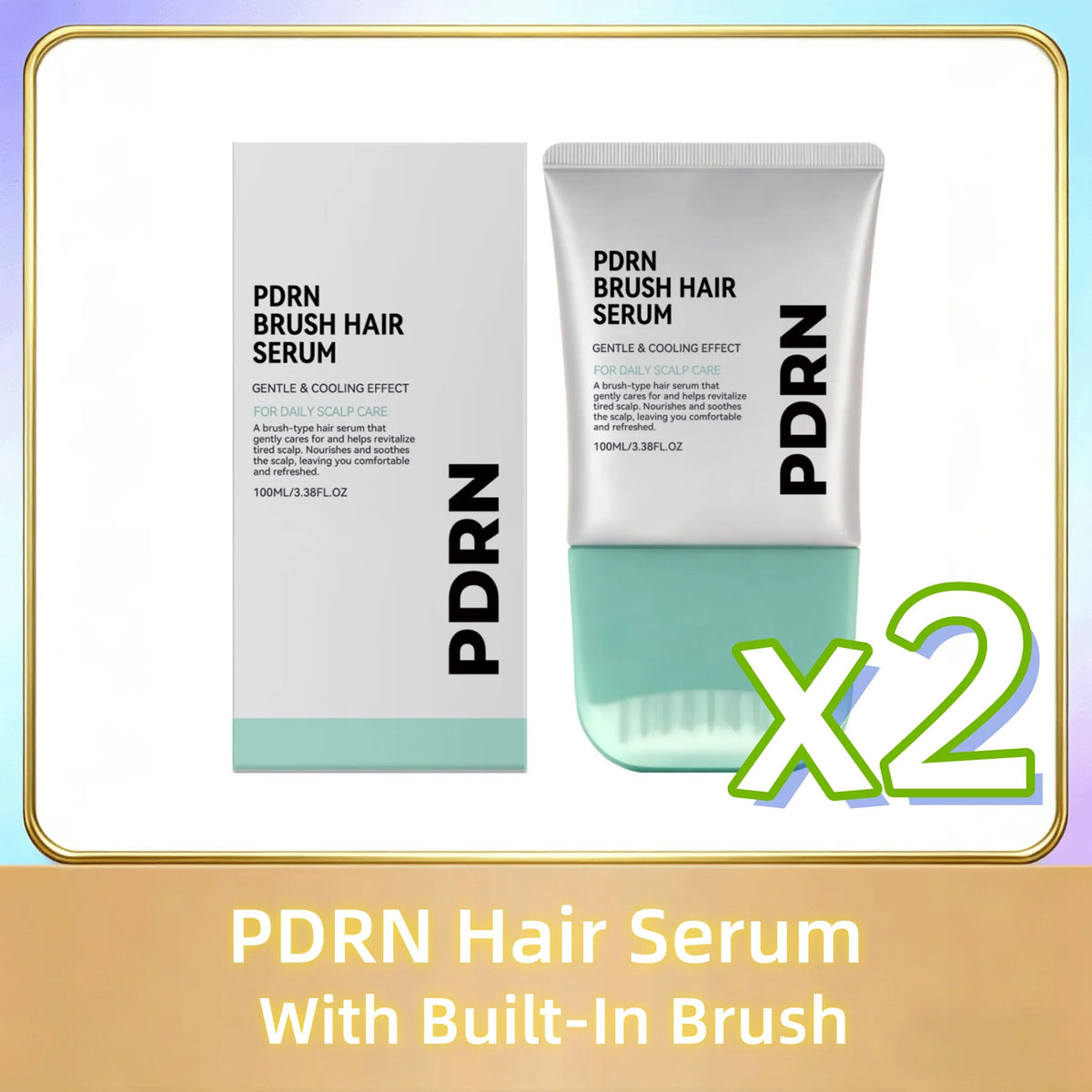 PDRN Hair Serum With Built-In Brush,Strengthen Hair Root Improve Scalp Environment Anti Hair Loss Hair Treatment Scalp Massager