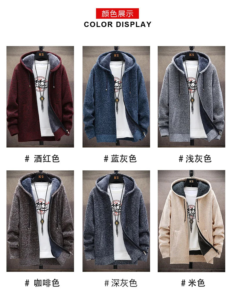 Autumn and Winter men's wool jacket new jacket plush thickened classic vintage cardigan Hoodie casual loose tops