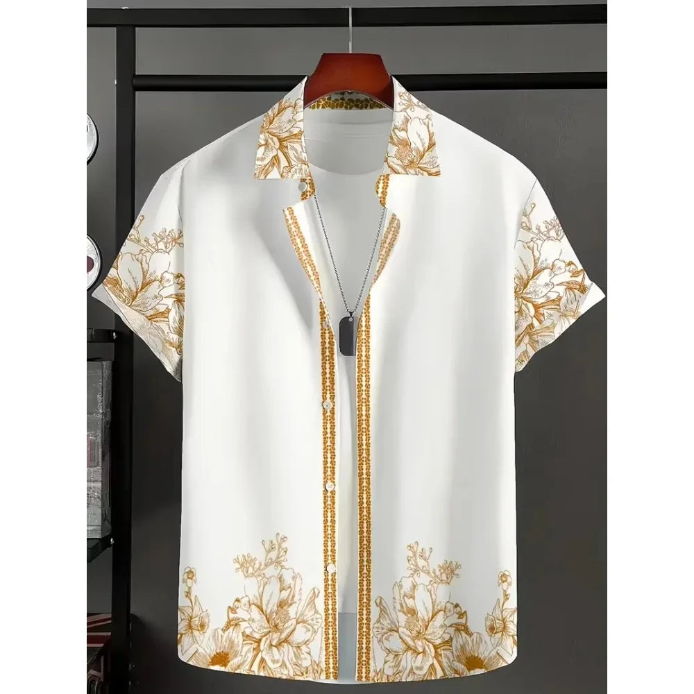 Hawaiian Shirt Summer Crisp Simple Everyday Men's and Women's Lapel Button-Down Top Oversized Cool Summer Casual Men Clothing