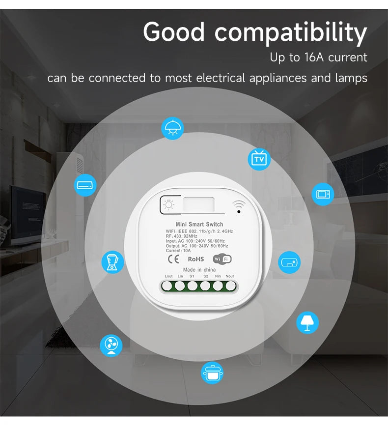 Outdoor Waterproof Smart Light Switch 1/2/3 Gang Tuya WiFi Self Powered No Battery Required with App & Voice Remote Control