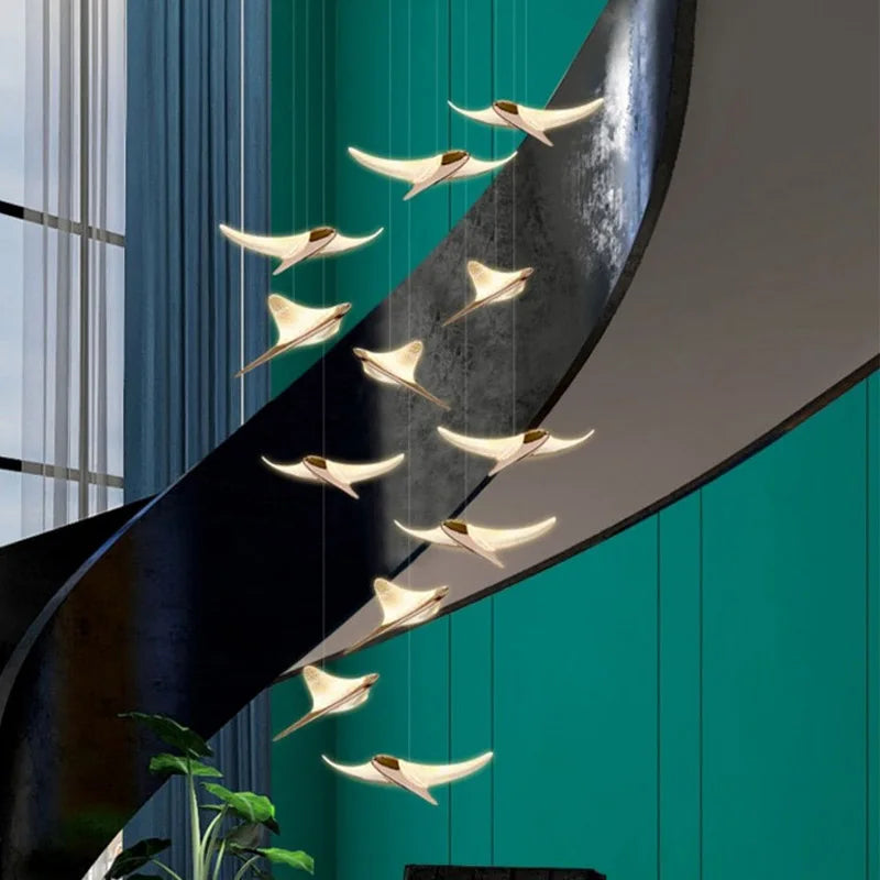 Modern Staircase Branch Chandelier New Luxury Home Hotel Iobby Decoration LED Indoor Lighting Customizable Chandelier