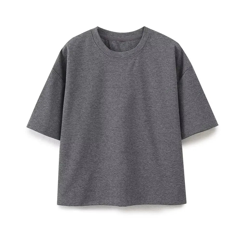 HH 2024 Women's Solid Casual T Shirts Pant Set Short Sleeves O-Neck T-Shirt Top+Lace-up Loose Side Pockets Straight Pant