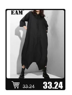 [EAM] Women Coffee Color-block Big Size Long Sweater Dress New Turtleneck Long Sleeve Fashion Tide Spring Autumn 2026 1DJ2393
