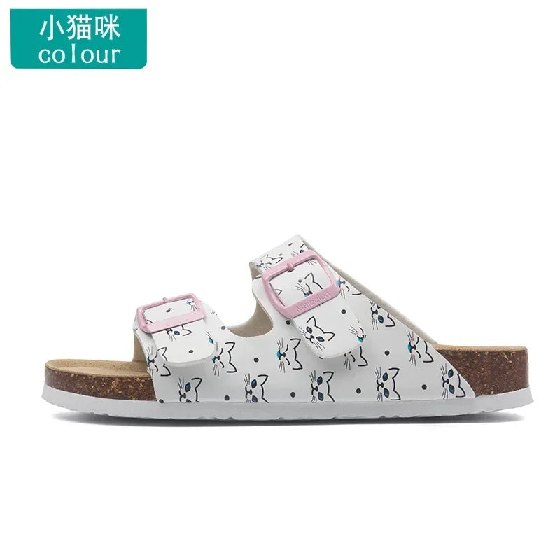 Slippers Women Buckle Flat Bottom Cork Slippers Man Summer Unisex Beach Button Outdoor Casual Sandals Designer Ladies Shoes