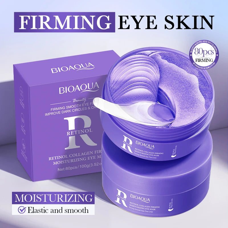 80pcs/40pair BIOAQUA Collagen Niacinamide/Retinol/Vitamin C Eye Mask Brightening Hydrating Anti Aging Under Eye Patches