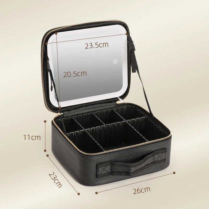 Makeup Train Case with Mirror, Waterproof Portable Cosmetic Organizer with Adjustable Dividers, Ideal Gift