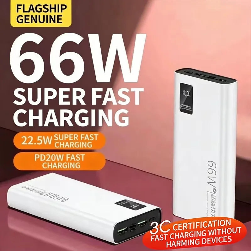 Lenovo 66W Super Fast Charging Power Bank 20000mAh High Capacity Bidirectional Quick Charge Digital Display Mobile Power Source