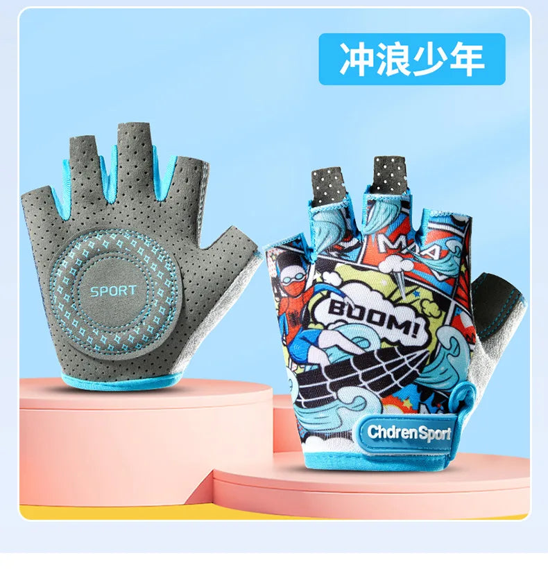 Summer Children's Gloves Sports Bicycle Boy Girl Cycling Anti-Wear Kids Roller Skating Training Exercise Protection Gloves