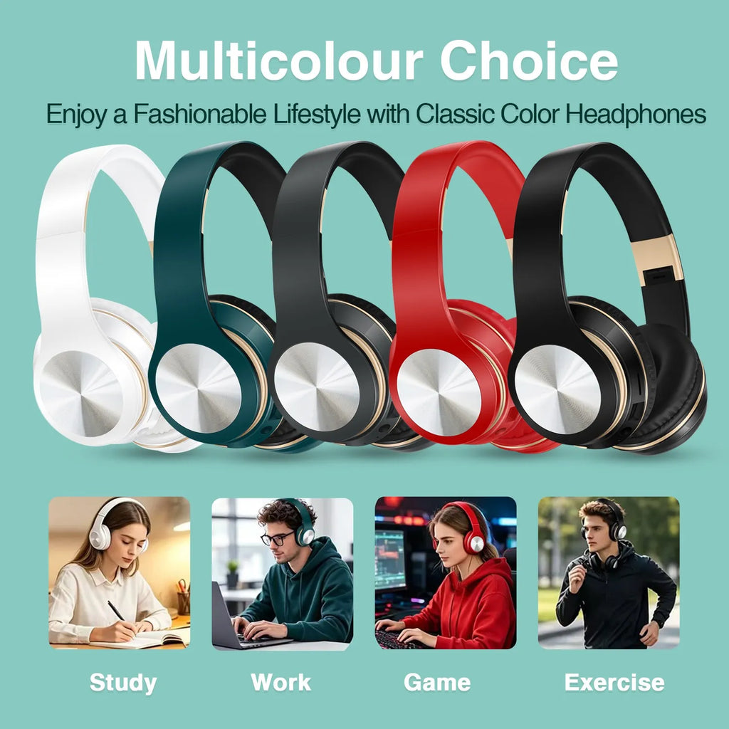 Wireless Bluetooth Headphones Noise Cancellation Headset Foldable Sport Earphone Game Headset with Microphone HI-FI Stereo Sound