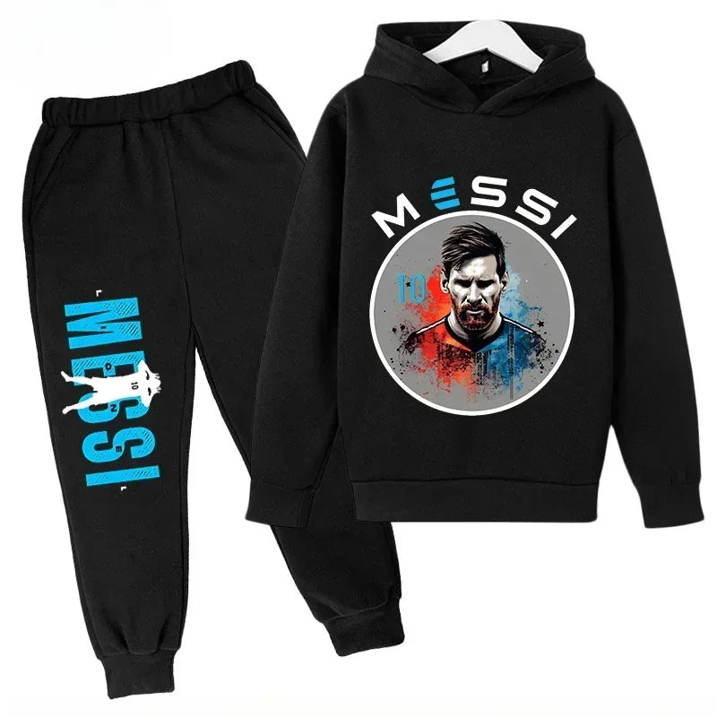 Spring Autumn Children's Set Sports Messi Print Hoodie Set Pants Suit 2pcs Set Boys Girls Kid Clothing Casual Fashion Tracksuit
