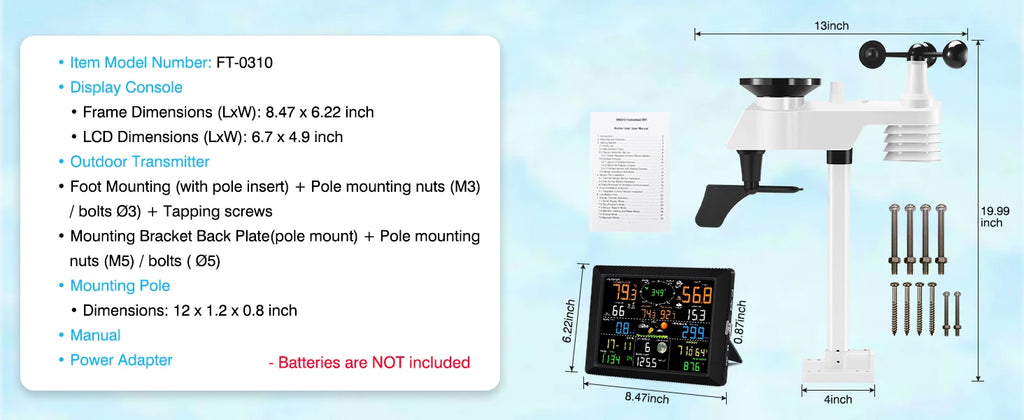 Multifunction Wi-Fi Weather Station Solar Outdoor Sensor Internet Wireless Weather Station Remote Monitoring System Rain Gauge