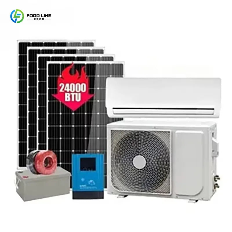 Home Split Solar Air Conditioning System, 12000BTU High Efficiency DC Solar Cooling Unit with Battery