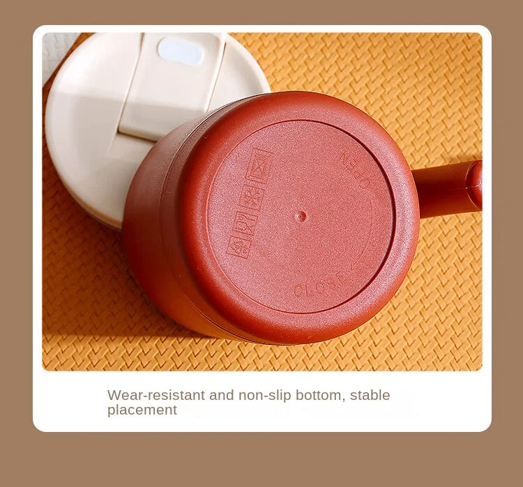 304 Stainless Steel Mug with Lid and Spoon Office Water Cup  High Aesthetic Coffee Cup, Breakfast Cup Water Bottles