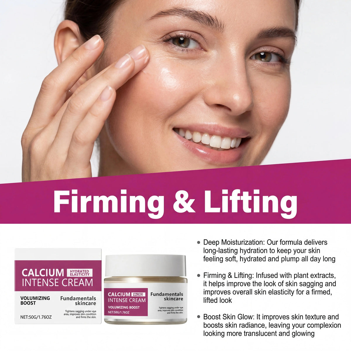 Calcium Intense Cream,Calcium Volume Cream | Lifting Firming Sagging Skin Anti-Aging Deep Wrinkle Treatment Plumping Face Cream