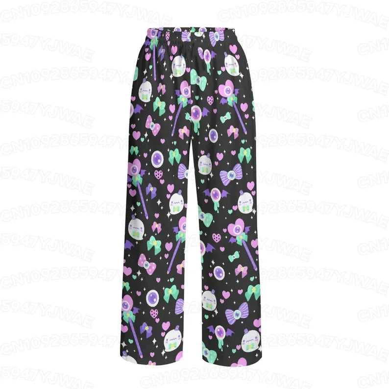 Spring and Autumn Women's Men's Gothic Hip Hop Yami Kawaii Y2K Print Street Style Casual Long Pants