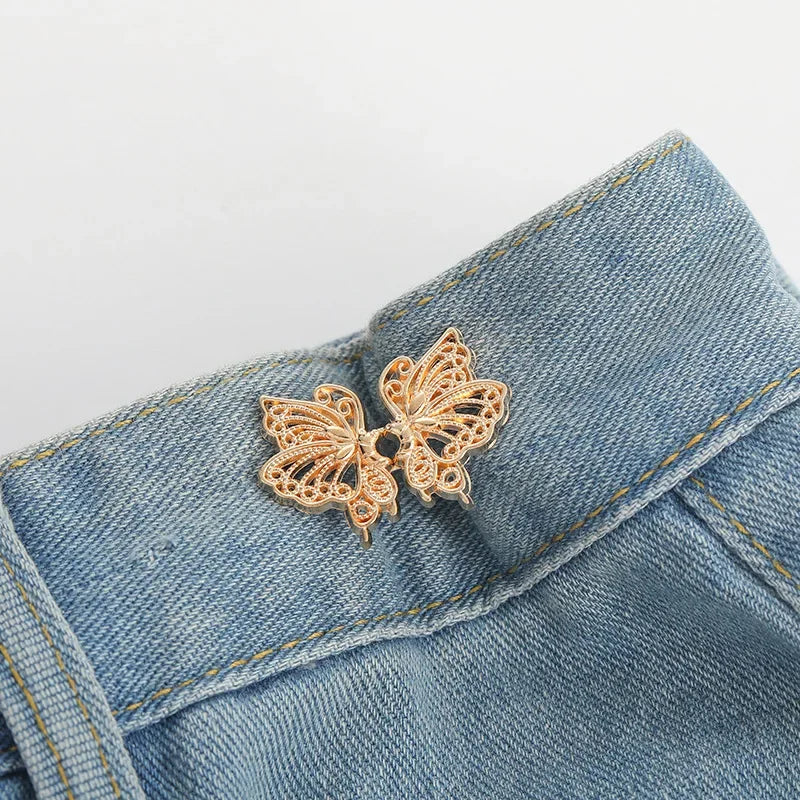 Bowknot Button Adjuster for Pants and Skirts Waist Tightener Adjustable Waist Buckle for Jeans No Sewing Required Easy To Use