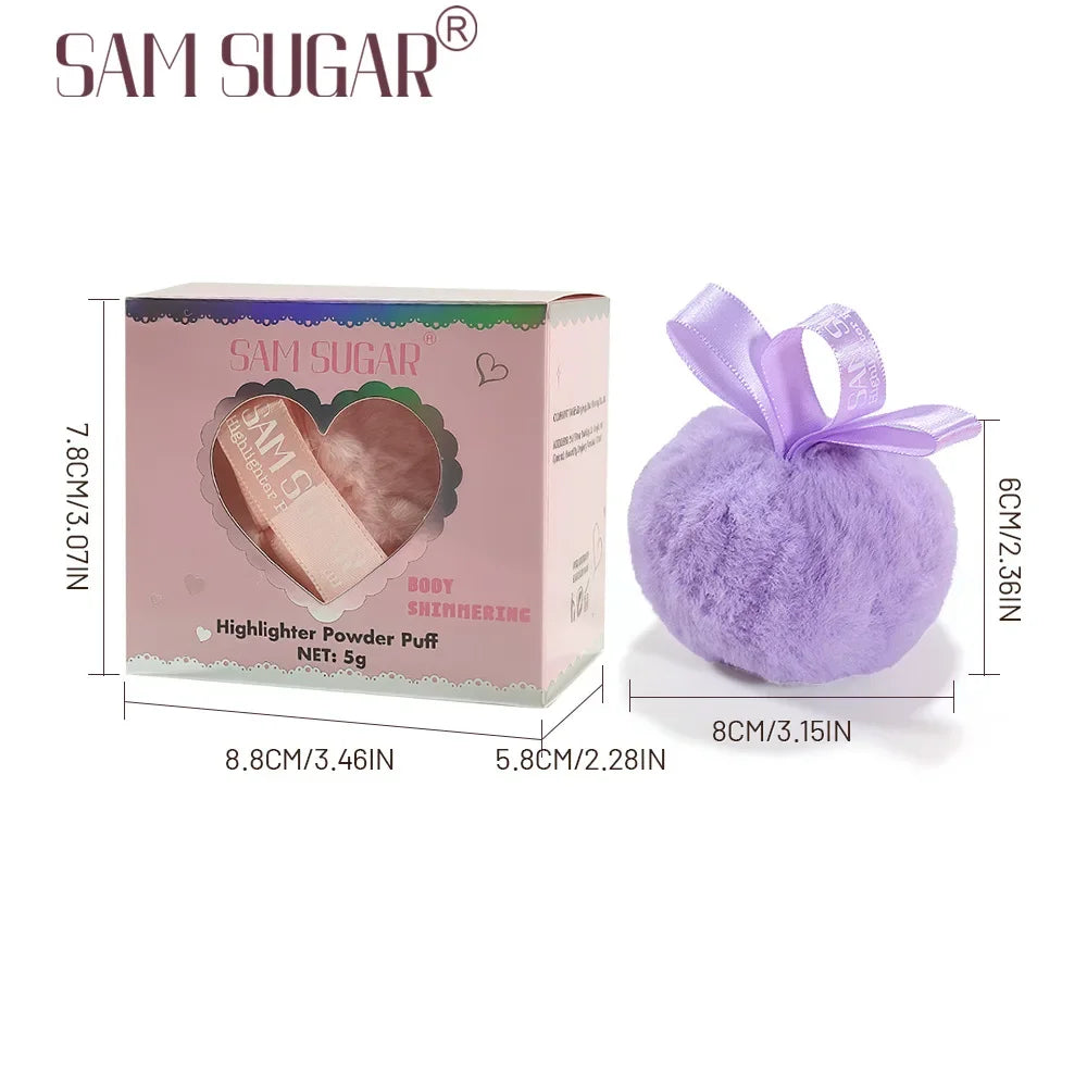 Pink Peach Shimmer High Gloss Makeup Powder Multi-Purpose Facial & Body Shimmer with Puff for Face And Collarbone Shiny Makeup