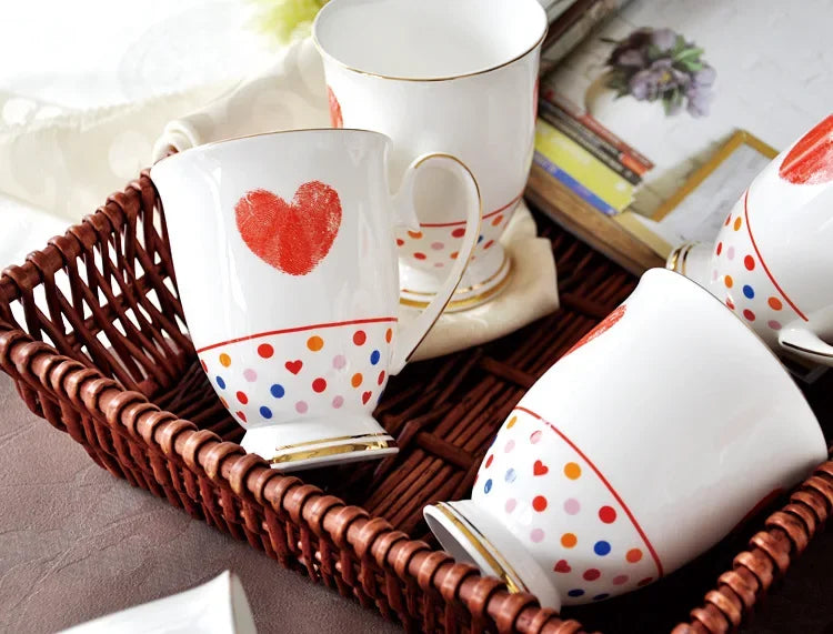Classical Retro Bone China Mugs Large Capacity Ceramics Breakfast Milk Coffee Mug Pastoral Flower Tea Cup Home Office Drinkware