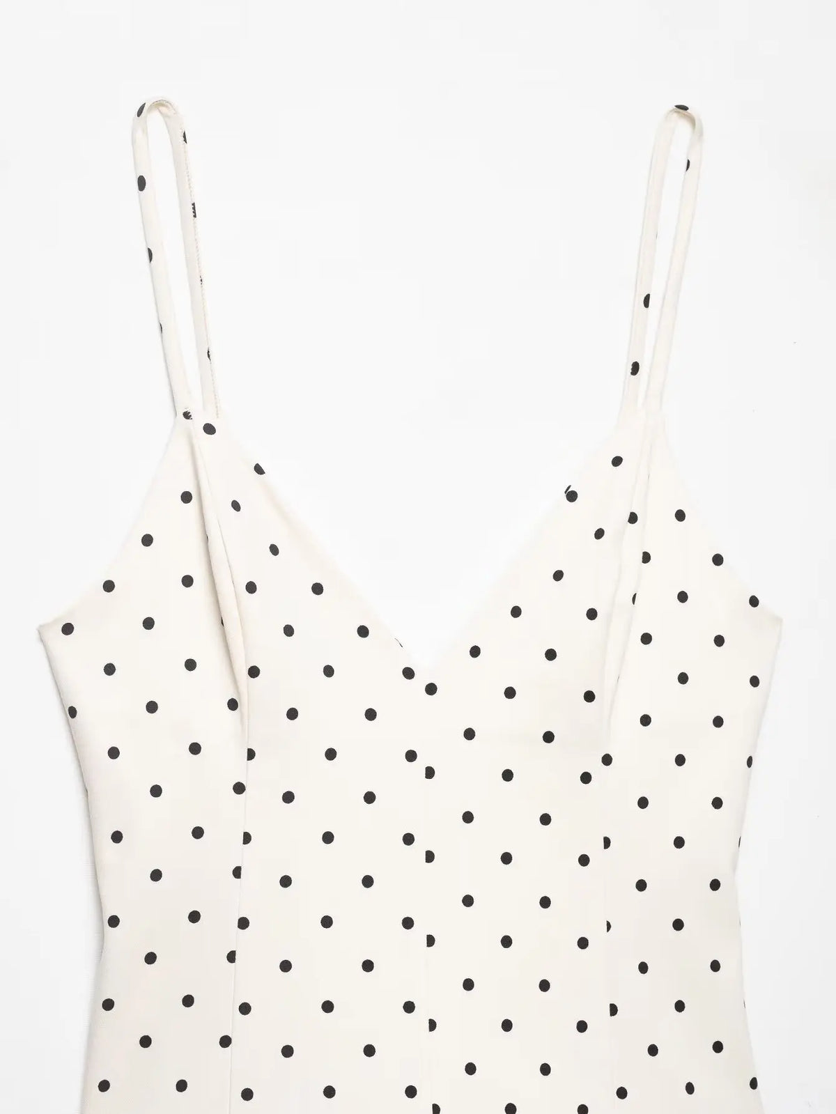 HH Women Elegant Spaghetti Strap V-Neck Dress Fashion Polka Dot Print Slim Fit White Ruffle Dress 2026 Summer Sexy Beach Wear