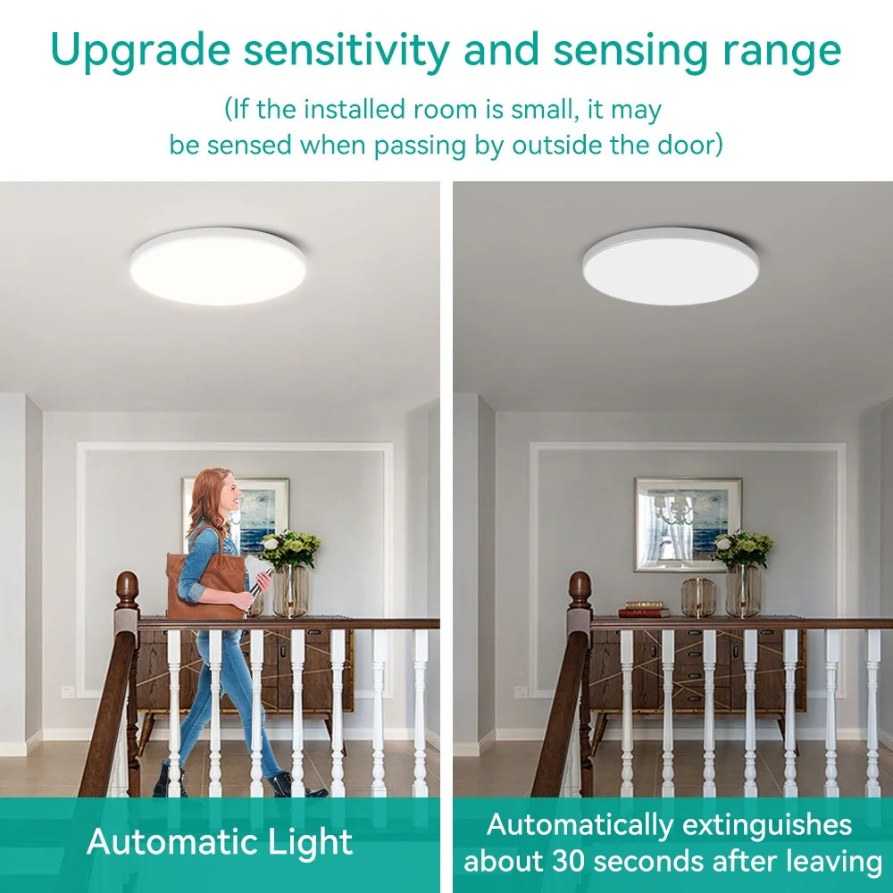 LED Radar Sensing Ceiling Light Intelligent Panel Lamp Motion Sensor Light Home Ceiling Lamp For Hallways Aisle Stairways Garage