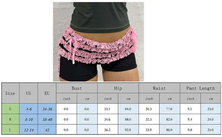 Coquette Y2K Fairy 00s Retro Kawaii Multi-layers Ruffles Bloomers Cutest Vintage Japanese Style Frill Lace Shorts Women Costume