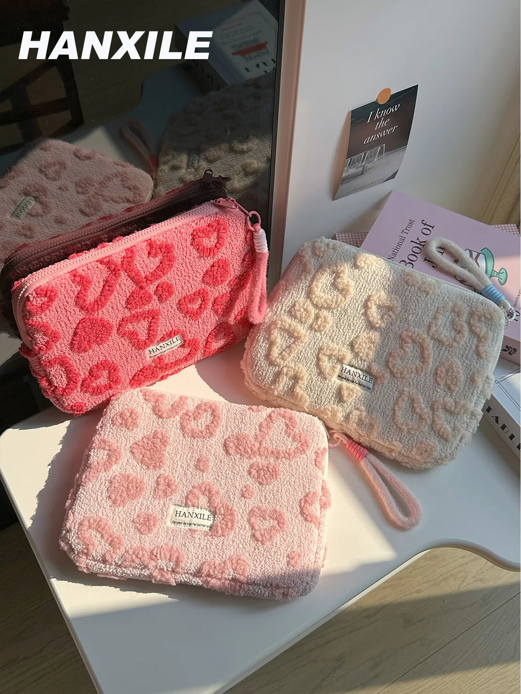 Plush Love Heart Laptop Bag iPad Tablet Bag 11/13/ 15inch Laptop Storage Bag
