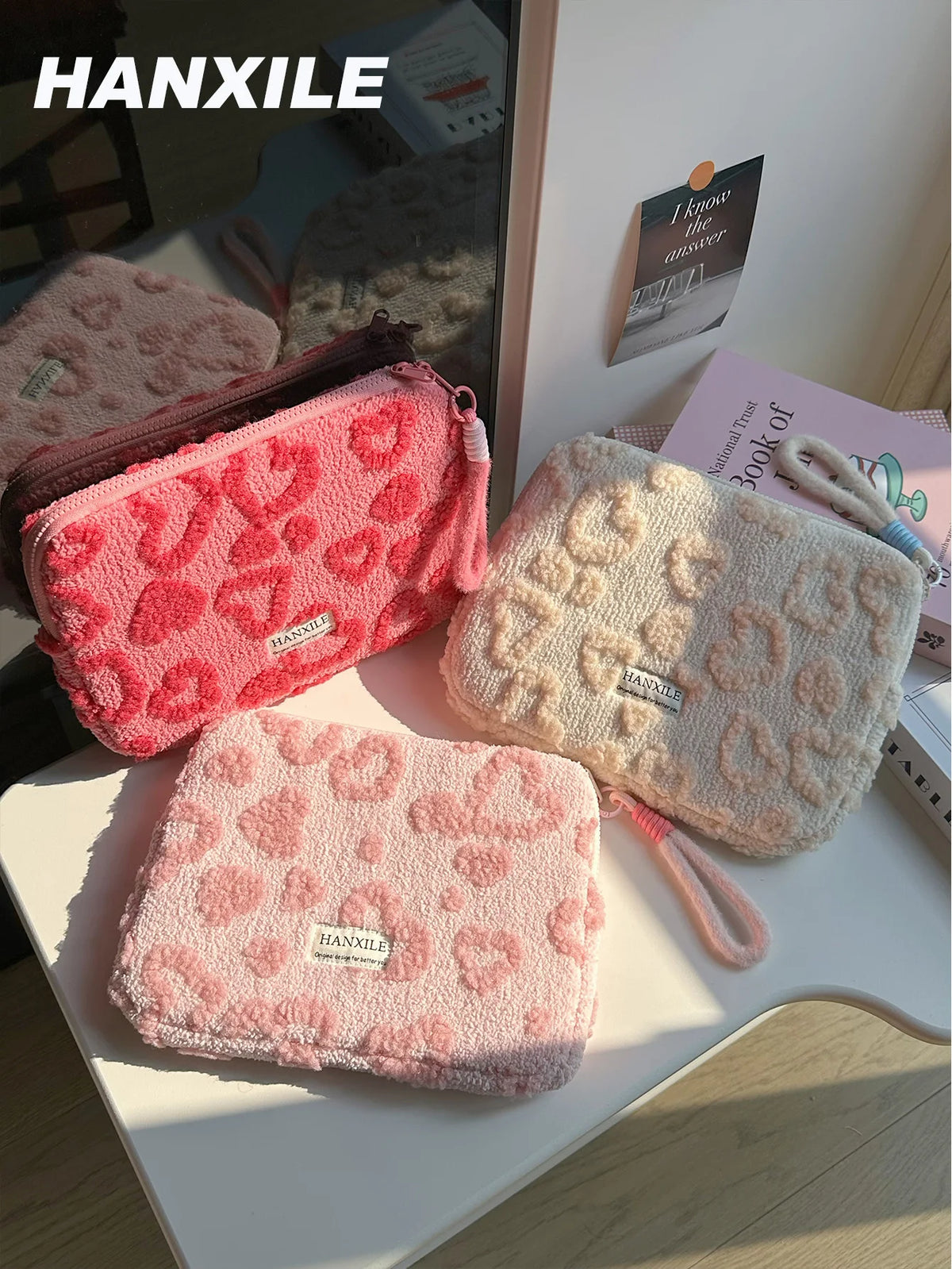Plush Love Heart Laptop Bag iPad Tablet Bag 11/13/ 15inch Laptop Storage Bag