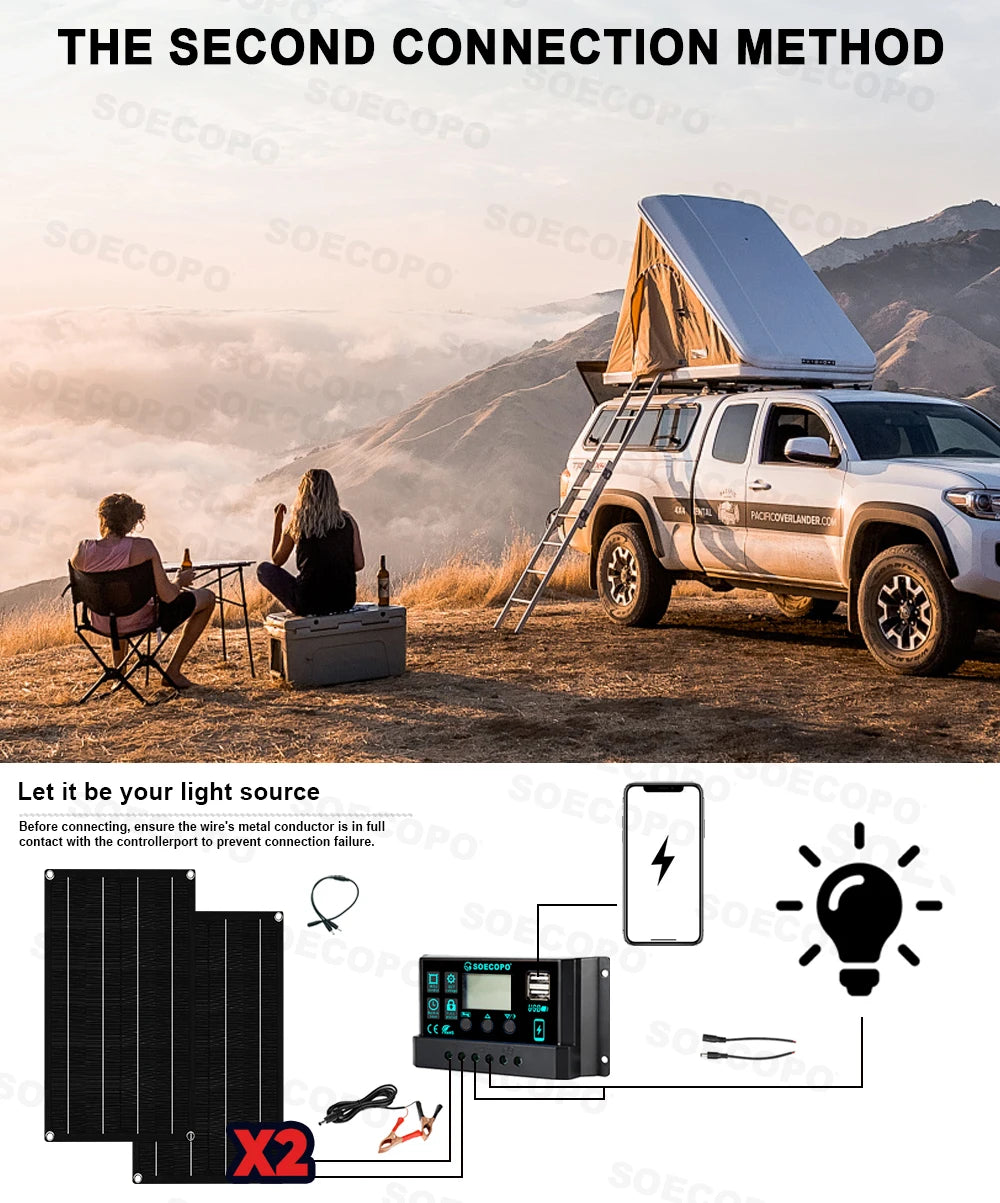 SOECOPO 10000W High-Efficiency Solar Kit 2x800W Panels 100A Controller 12V to 110V 220V Inverter for Boat RV Camping Off-Grid