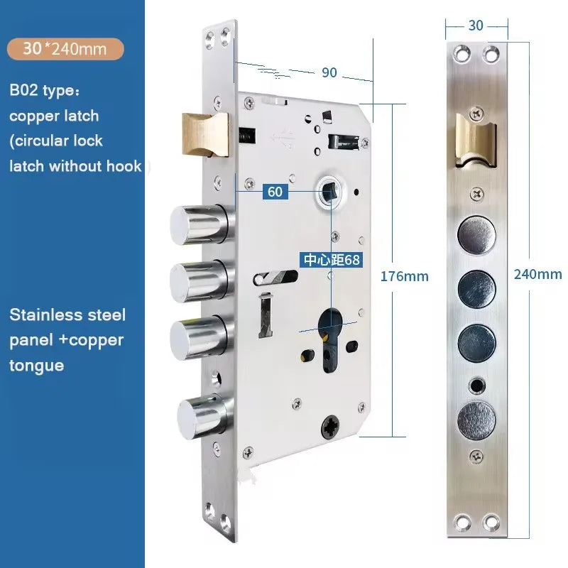 Stainless Steel Security Door Lock Body Smart Fingerprint Lock Body For Anti-theft  And 6068 Fingerprint Lock Body Accessories