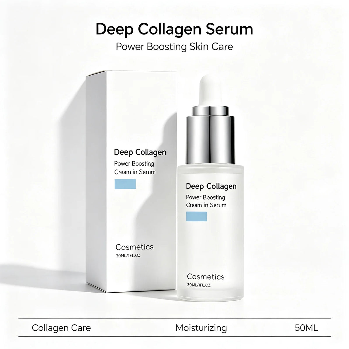 Deep Collagen Power Boosting Cream in Serum Hydrating Boost Elasticity Smooth Skin Texture Makeup Primer Daily Care 30ml