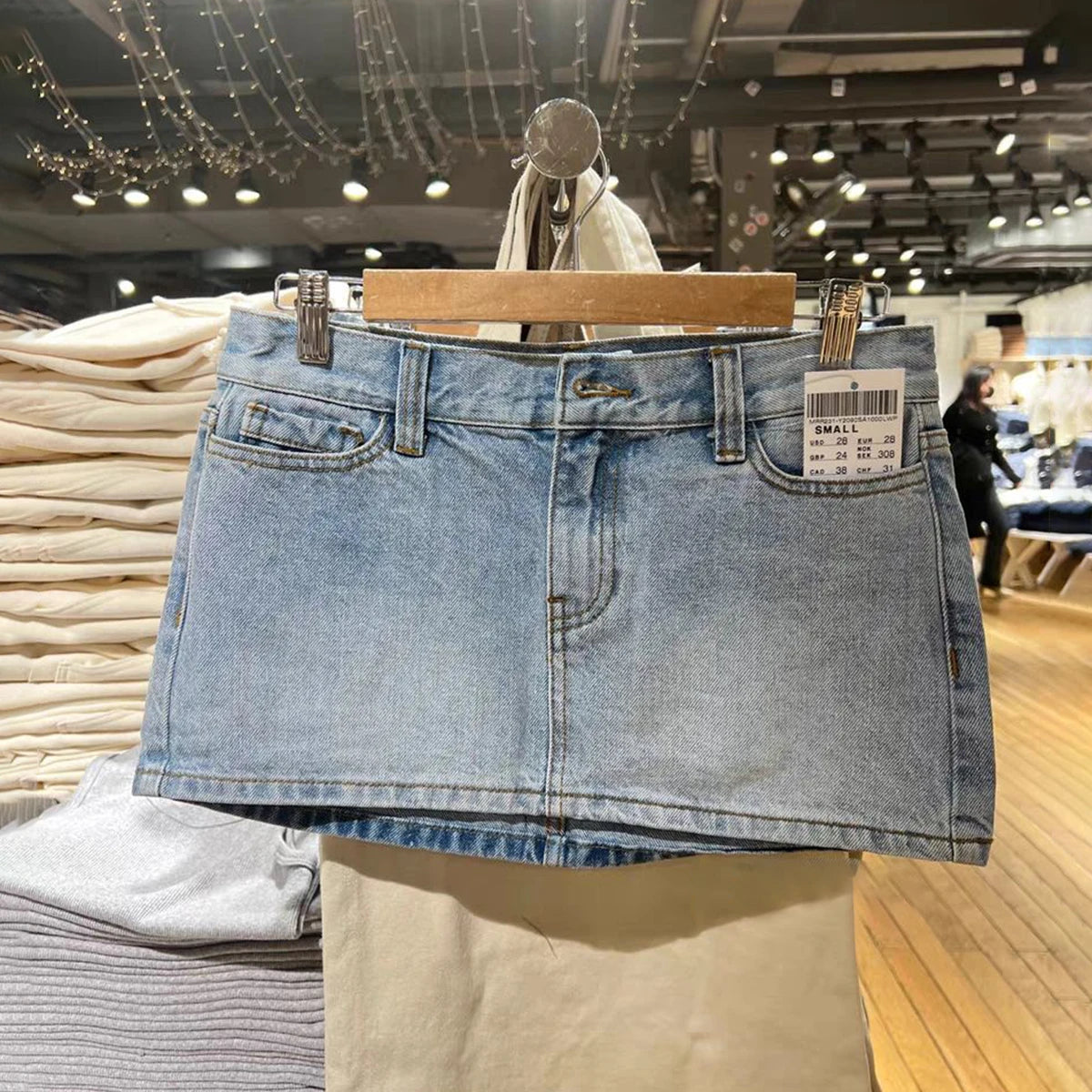 Vintage Denim Straight Mini Skirts Women Sexy Low Waist Pockets A-line Short Faldas Casual Streetwear Summer Cotton Skirt Y2k