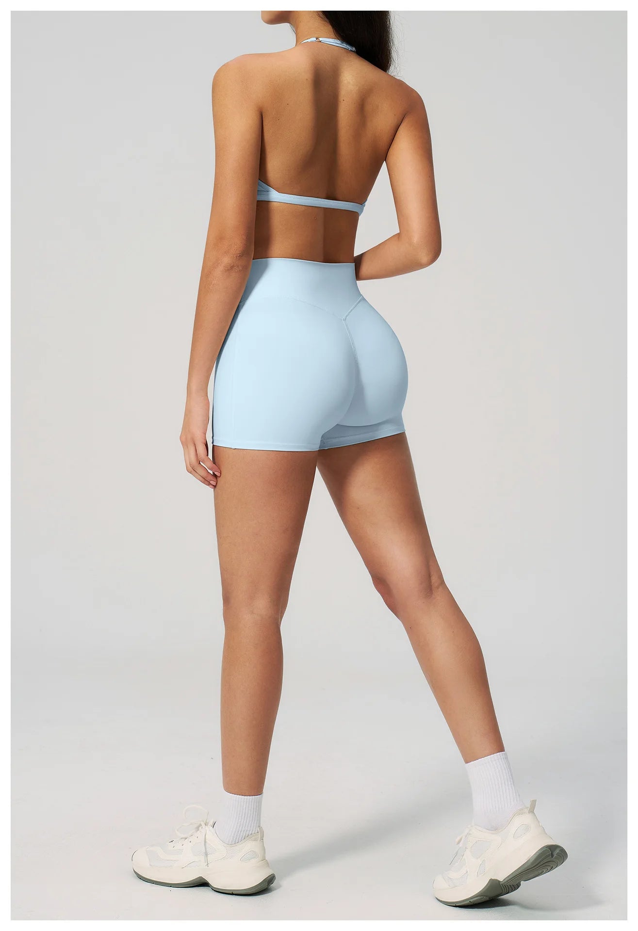 2 Pieces Yoga Set Women Tracksuit Backless Halter Tops High Waist Shorts Gym Suits Fitness Sportswear Workout Sets Athletic Wear