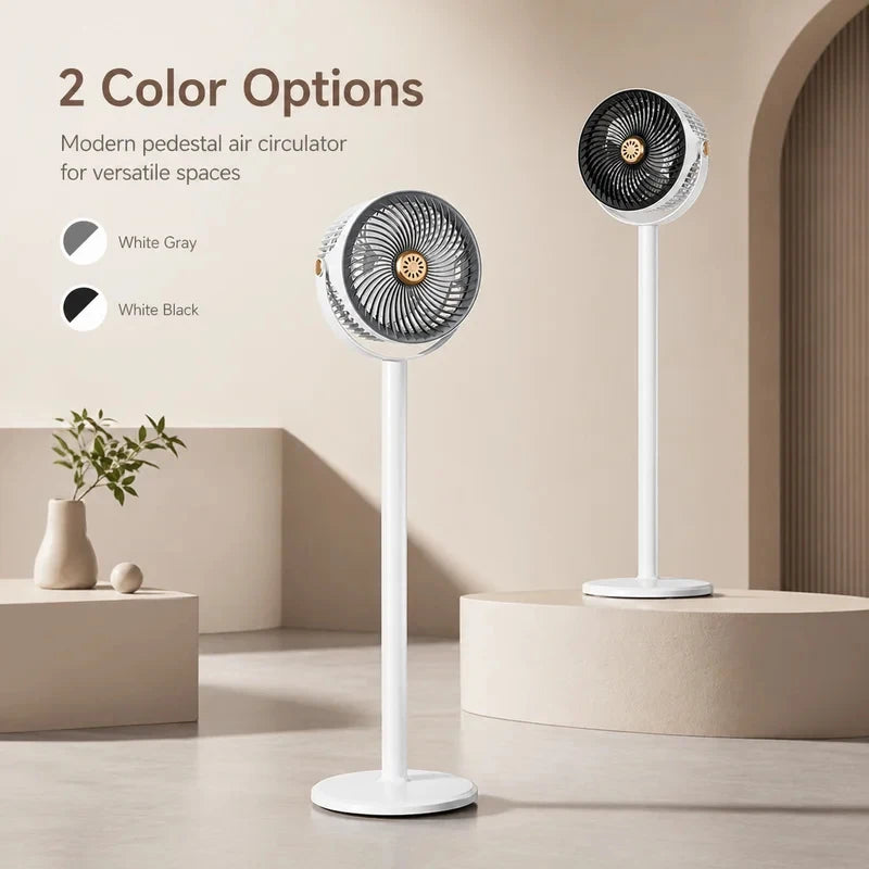 3-in-1 Modern Air Circulator Fan 5 Speeds 4 Heights Quiet Portable Pedestal Stand Fan USB-C for Home Bedroom Office RV Camping