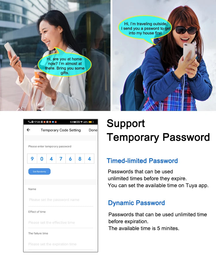 TUYA WIFI Waterproof Smart Door Lock Fingerprint APP Password RFID Card Keyless Digital Electronic Lock Aluminum/Glass Sliding