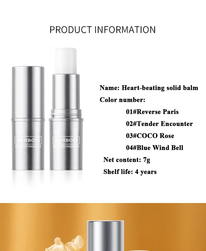 Heart-pounding solid perfume for men and women, light fragrance, long-lasting, natural and fresh perfume, portable perfume