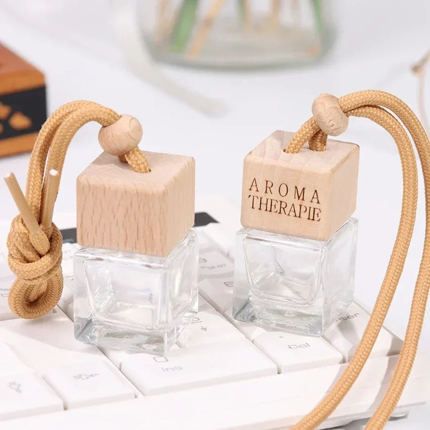Pack Car Ornament Air Freshener Perfume Square Cap Empty Bottle Scent Essential Oil Diffuser Pendant