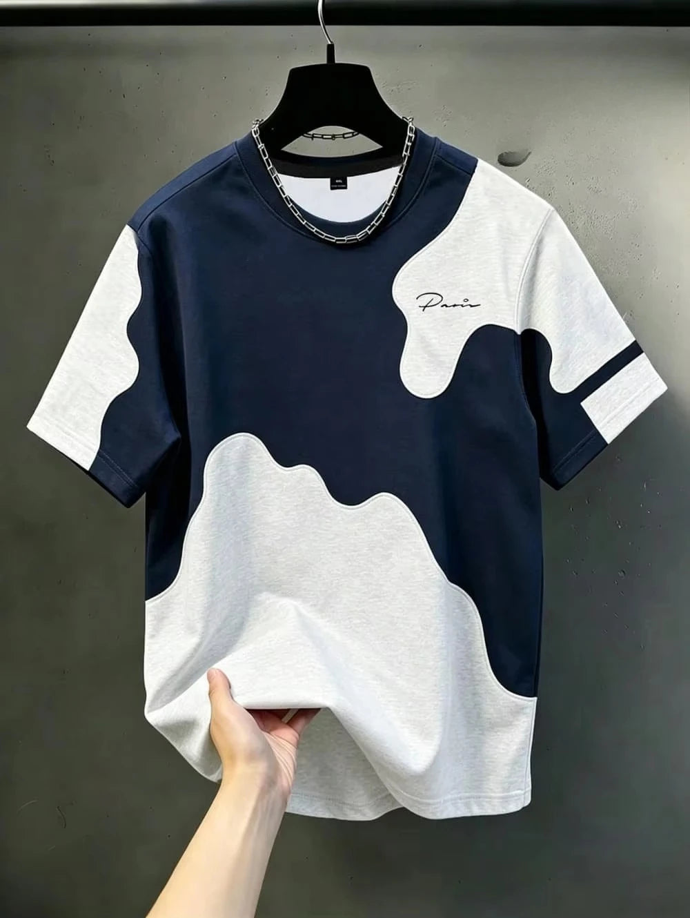 Color-Contrast Vertical Stripes 3D Print Men's Loose-Fitting Breathable Short-Sleeved TShirt Casual Street Trendy Parental Cloth
