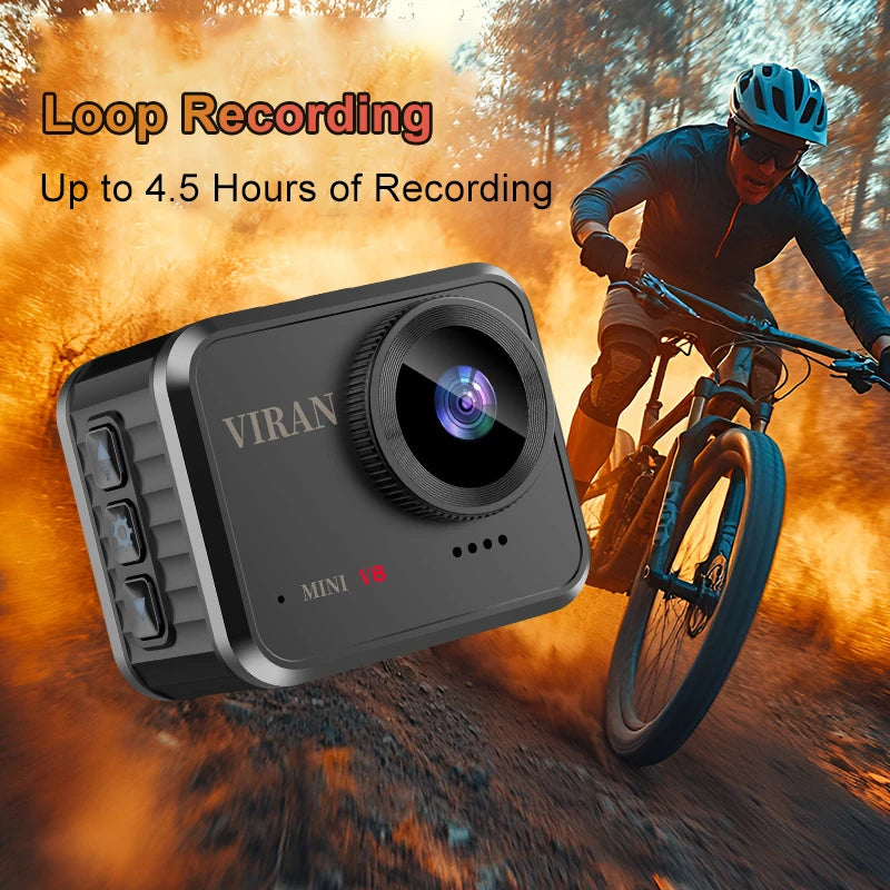 Mini HD Action Camera with 1.54 Inch Screen Long Battery Life Portable for Cycling Outdoor Recording Includes 128GB Memory Card