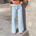 Women Distressed Vintage Jeans Straight High Waist Ankle Length Pants Washed Denim Jean Zipper Fly Spliced Loose Fit Basics