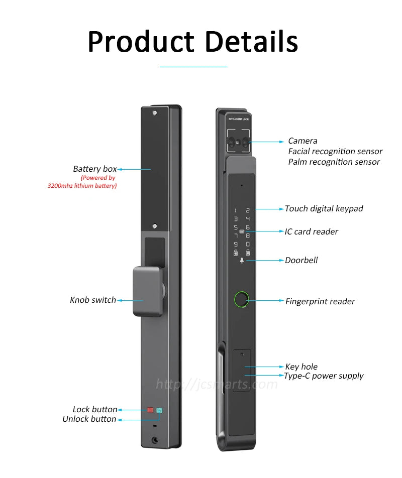 Waterproof 3D Face Recognition smart Door Lock TTlock WiFi Unlock Digital Smart Lock Fingerprint Key Card Nfc Phone Unlock Lock