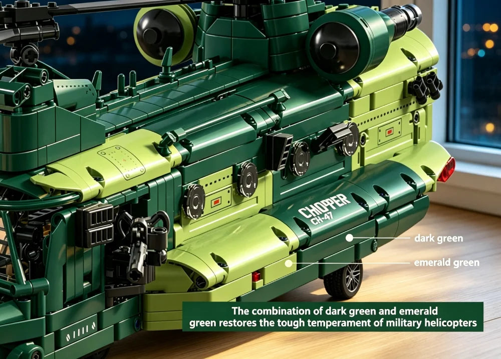KAVOWORLD 1826pcs 32inch Heavy Transport Helicopter Building Block Model Airplane Toy Set Easy DIY Assembly Aircraft Building Bricks Model Tandem Rotor Construction Kit Display Toy As Halloween Christmas Thanksgiving New Year